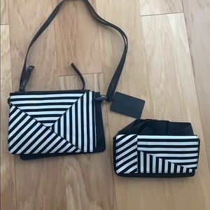 Crossbody stripe and stripe fanny pack